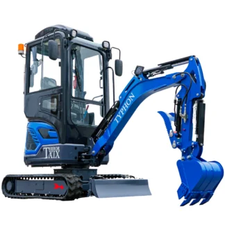 TYPHON TERROR XIX Prestige AC/Heater Cabin Mini Excavator 4200lbs 20.4 HP Kubota D902 with Boom Swing, Retractable Tracks