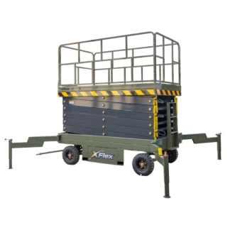 TYPHON xFlex-4065W Walk-Behind Scissor Lift 2.7 Ton with Assisted Walking, Manual outriggers of 40 ft lifting Height & 110V Electric